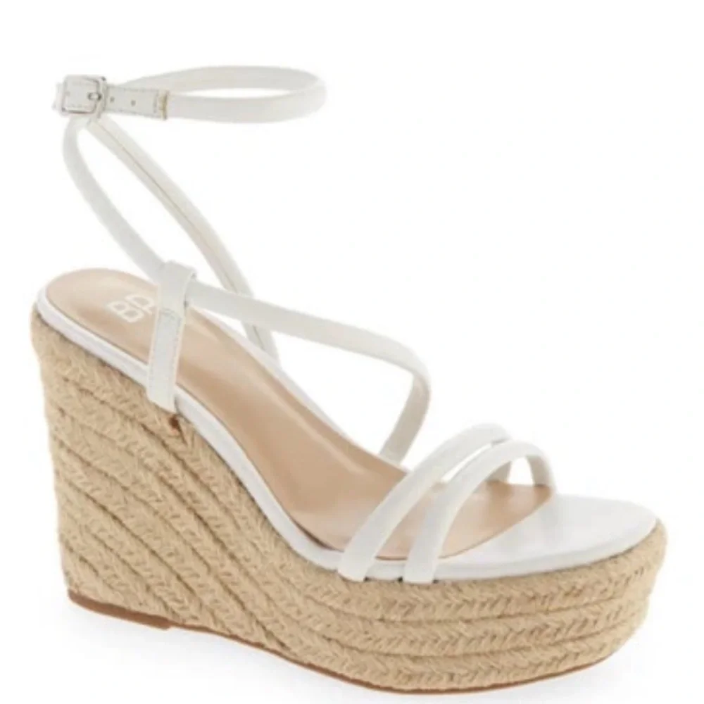 BP. Nordstrom Cohan White Espadrille Platform Wedge Sandal Size 11